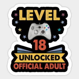 level 18 unlocked Official adult 18th Video Gamer Birthday Sticker